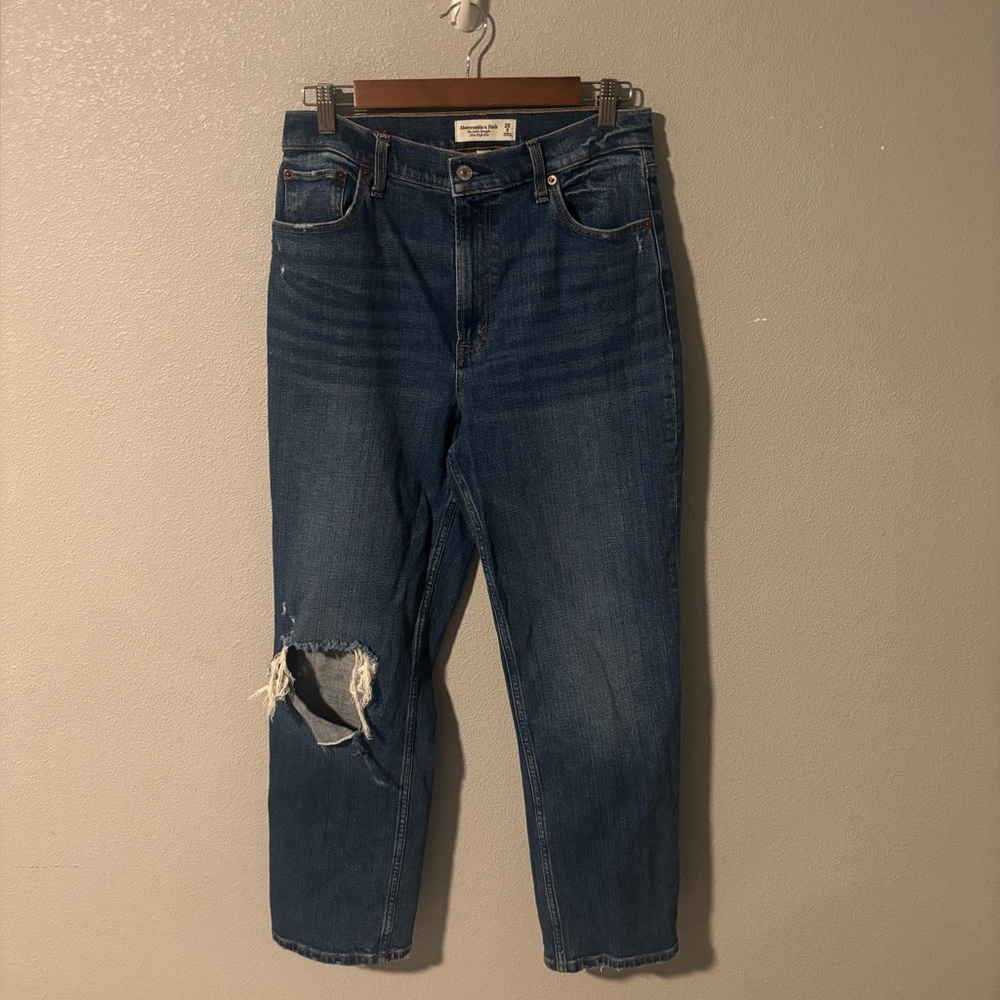 Abercrombie & Fitch Dark Blue Ultra High Waist Straight Leg Jeans